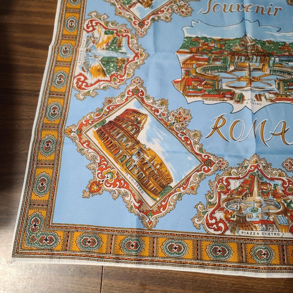 Italian Square Scarf Souvenir Rome Roma Landmarks Made In Italy Polyester - Picture 6 of 12